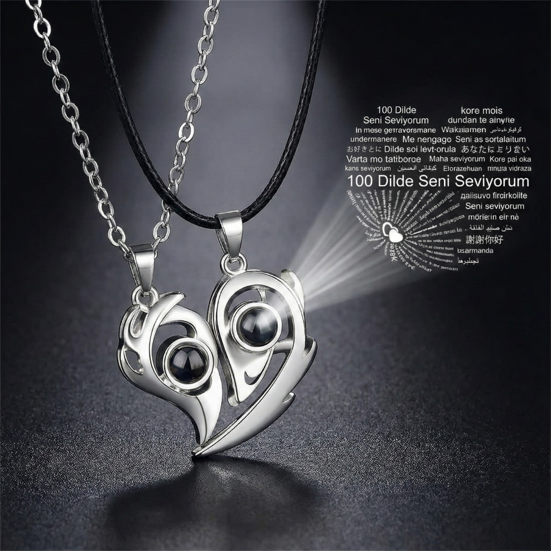SEPETTE %20 İNDİRİM!! Seni Sevdiğimi Asla Unutma | 100 Dilde "Seni Seviyorum" Gizli Mesajlı Mıknatıslı Kalp Kolye